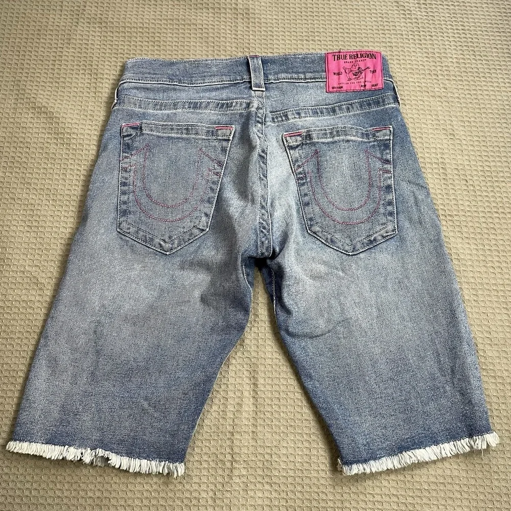 True Religion Ricky Jorts Jean Shorts 32 Men's Relaxed Straight BCA Pink Accents